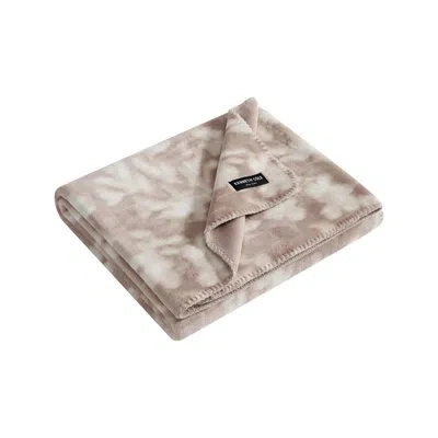 Kenneth Cole Faded Floral Pink Reversible Plush Throw Blanket