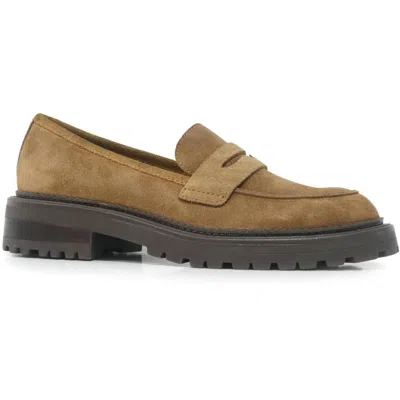 Kenneth Cole Fatima Womens Slip Resistant Suede Loafers In Caramel Suede