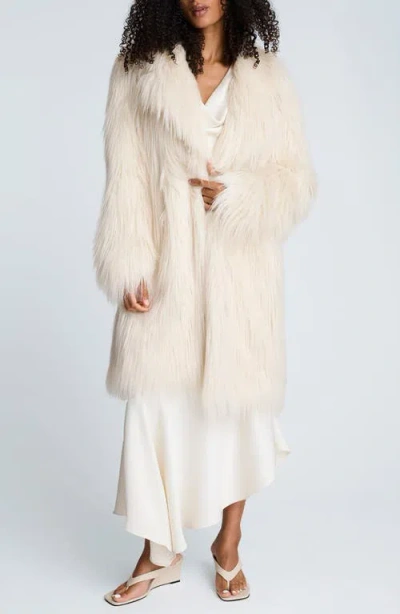Kenneth Cole Faux Fur Midi Jacket In White