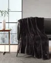 Kenneth Cole Faux Fur Solid Throw Blankets In Black