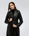 Kenneth Cole Faux Leather Belted Trench In Black