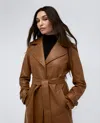 Kenneth Cole Faux Leather Belted Trench In Cognac