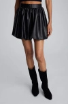 Kenneth Cole Faux Leather Pull On Bubble Mini Skirt In Blue