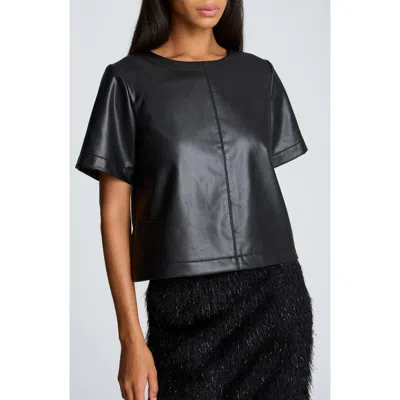 Kenneth Cole Short Sleeve Cropped Tee In Black