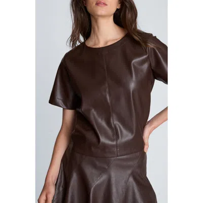 Kenneth Cole Short Sleeve Cropped Tee In Burgundy