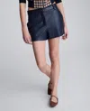 Kenneth Cole Faux Leather Fly Front Short In Blue