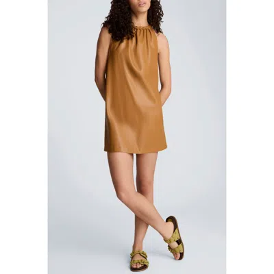 Kenneth Cole Faux Leather Halter Minidress In Brown