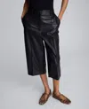 Kenneth Cole Faux Leather High Rise Pintuck Culotte Pant In Black