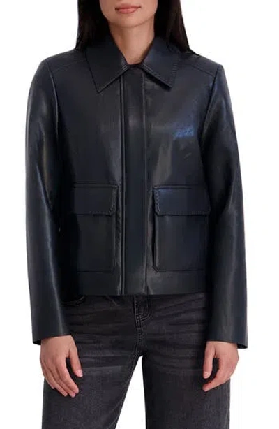 Kenneth Cole Faux Leather Jacket In Black