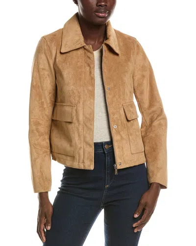 Kenneth Cole Faux Leather Jacket In Brown