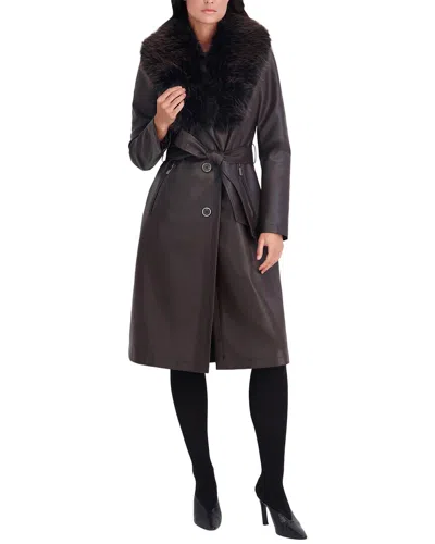 Kenneth Cole Faux Leather Jacket In Brown