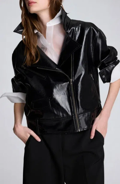 Kenneth Cole Faux Leather Moto Jacket In Black
