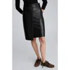 Kenneth Cole Faux Leather Pull On Faux Wrap Skirt In Black
