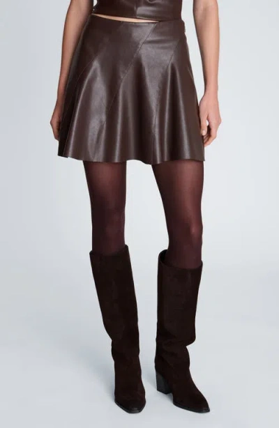 Kenneth Cole Faux Leather Seamed Flare Miniskirt In Burgundy