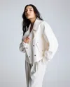 Kenneth Cole Faux Leather Snap Front Short Trench In Multicolor