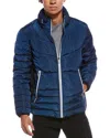 Kenneth Cole Faux Memory Puffer Coat In Blue
