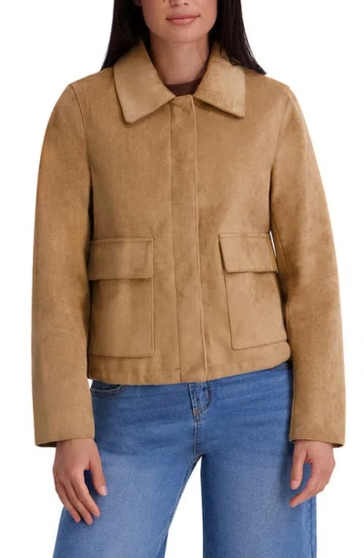 Kenneth Cole Faux Leather Jacket In Brown