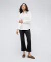 Kenneth Cole Womens Satin Striped Cropped Boyfriend Shirt High Rise Barrel Leg Denim Jeans In Pure White