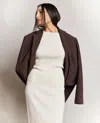 Kenneth Cole Fitted Ribbed Crew Neck Pullover Sweater In Almond Milk