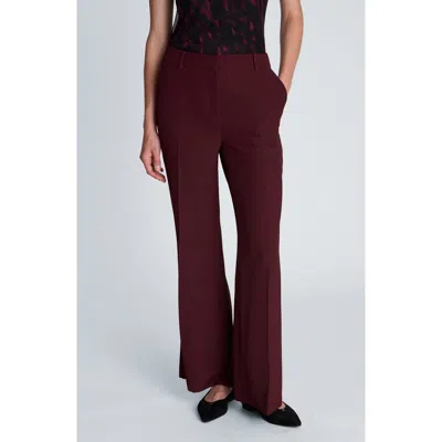 Kenneth Cole Flare Mid Rise Pants In Burgundy