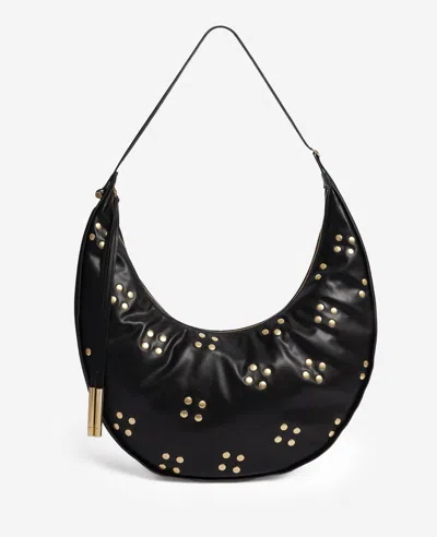 Kenneth Cole Floral Stud Large Banana Hobo In Black