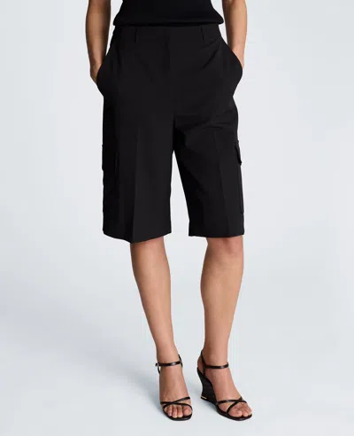 Kenneth Cole Fly Front High Rise Long Short With Cargo Pockets In Black