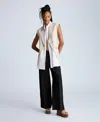 Kenneth Cole Fly Front High Rise Pintuck Wide Leg Pants Pant In Black