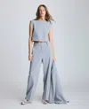 Kenneth Cole Fly Front High Rise Slash Pocket Wide Leg Pants Pant In Grey Dusk,pure White