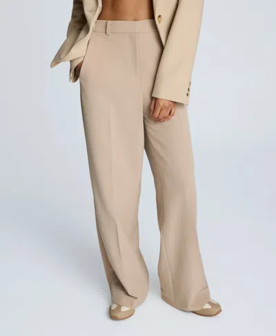 Kenneth Cole Fly Front High Rise Wide Leg Boyfriend Pant In Neutral