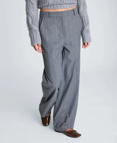 Kenneth Cole Fly Front High Rise Wide Leg Pant In Gray