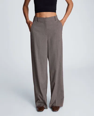 Kenneth Cole Fly Front High Rise Wide Leg Pants With Slash Pocket Pant In Gray