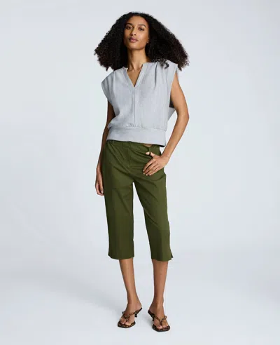 Kenneth Cole Fly Front Invisible Zip Pedal Pusher Pant In Green