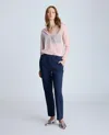 Kenneth Cole Fly Front Invisible Zip Slim Ankle Pants Pant In Dark Navy