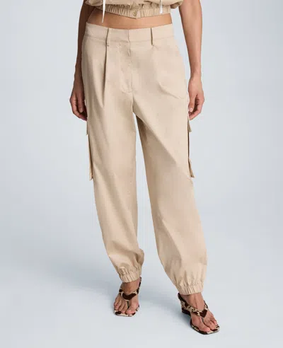 Kenneth Cole Fly Front Jogger Pleated Cargo Pant In Neutral