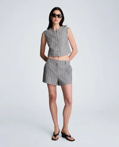 Kenneth Cole Fly Front Pinstripe Short In Gray