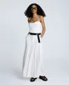 Kenneth Cole Fly Front Pleated Maxi Skirt In White