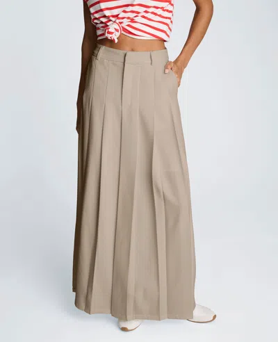 Kenneth Cole Fly Front Pleated Maxi Skirt In Brown