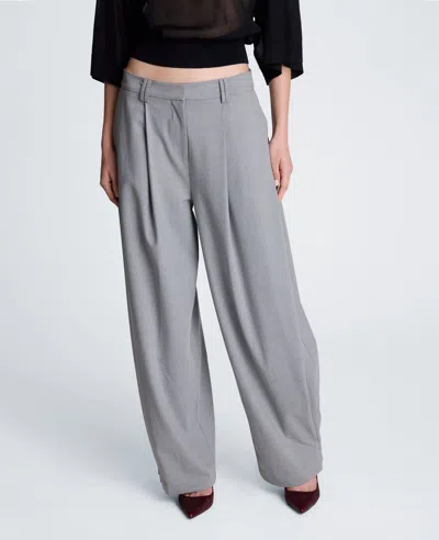 Kenneth Cole Fly Front Wide Leg Accordion Side Pleat Pant In Gray