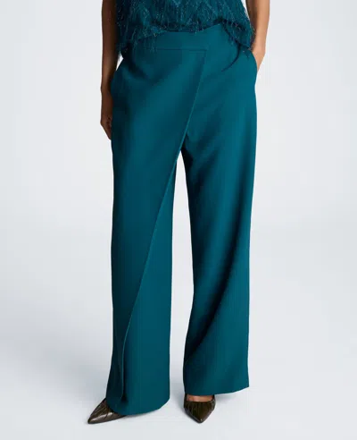 Kenneth Cole Fly Front Wide Leg Asymmetrical Crossover Pant In Multi