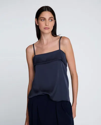 Kenneth Cole Foldover Satin Cami With Adjustable Straps In Blue