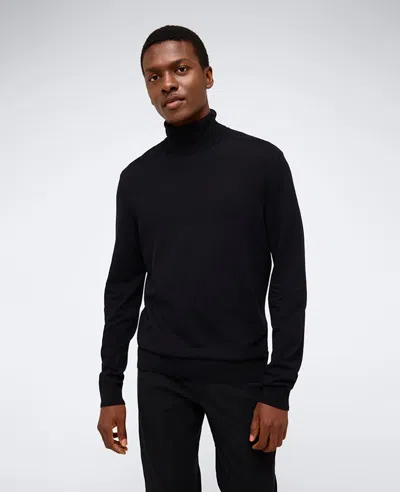 Kenneth Cole Mens Ribbed Trim Knit Turtleneck Sweater In Black