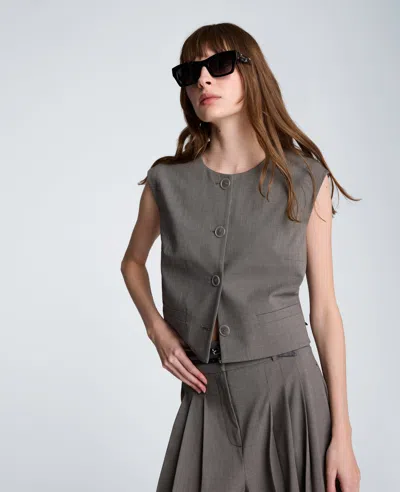 Kenneth Cole Four Button Boxy Vest In Gray