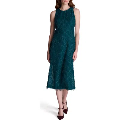 Kenneth Cole Fringe Racerback Midi Sheath Dress In Blue