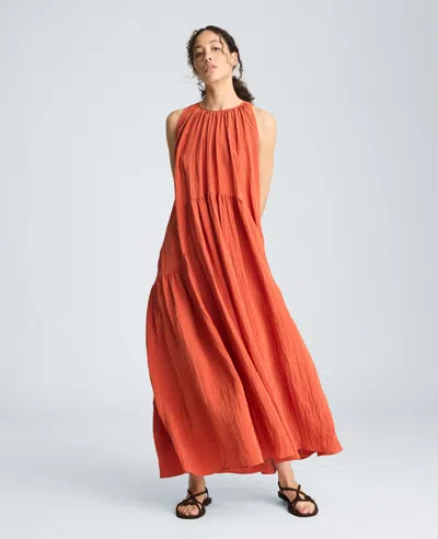 Kenneth Cole Gathered Halter Neck Maxi Dress In Brown