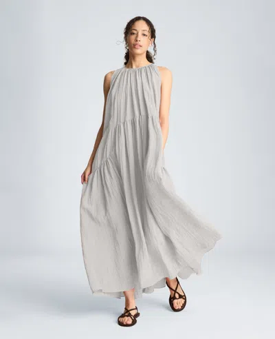 Kenneth Cole Gathered Halter Neck Maxi Dress In Gray