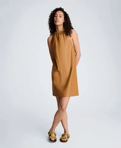 Kenneth Cole Gathered Halter Neck Mini Dress In Brown