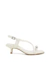 Kenneth Cole Geala Leather Metal Toe Ring Kitten Heel Sandal In Cream Leather
