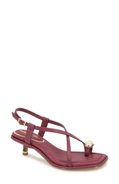 Kenneth Cole Geala Slingback Kitten Heel Sandal In Dark Red Leather