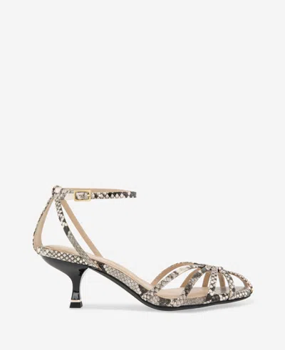 Kenneth Cole Genevieve Embossed Cage Toe Ankle Strap Heel In Multi
