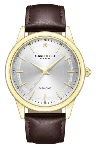 Kenneth Cole Genuine Diamond Leather Strap Watch, 43mm